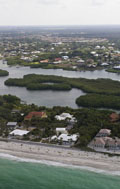 Aerial view of mangroves in Dryman Bay, near Casey Key Road